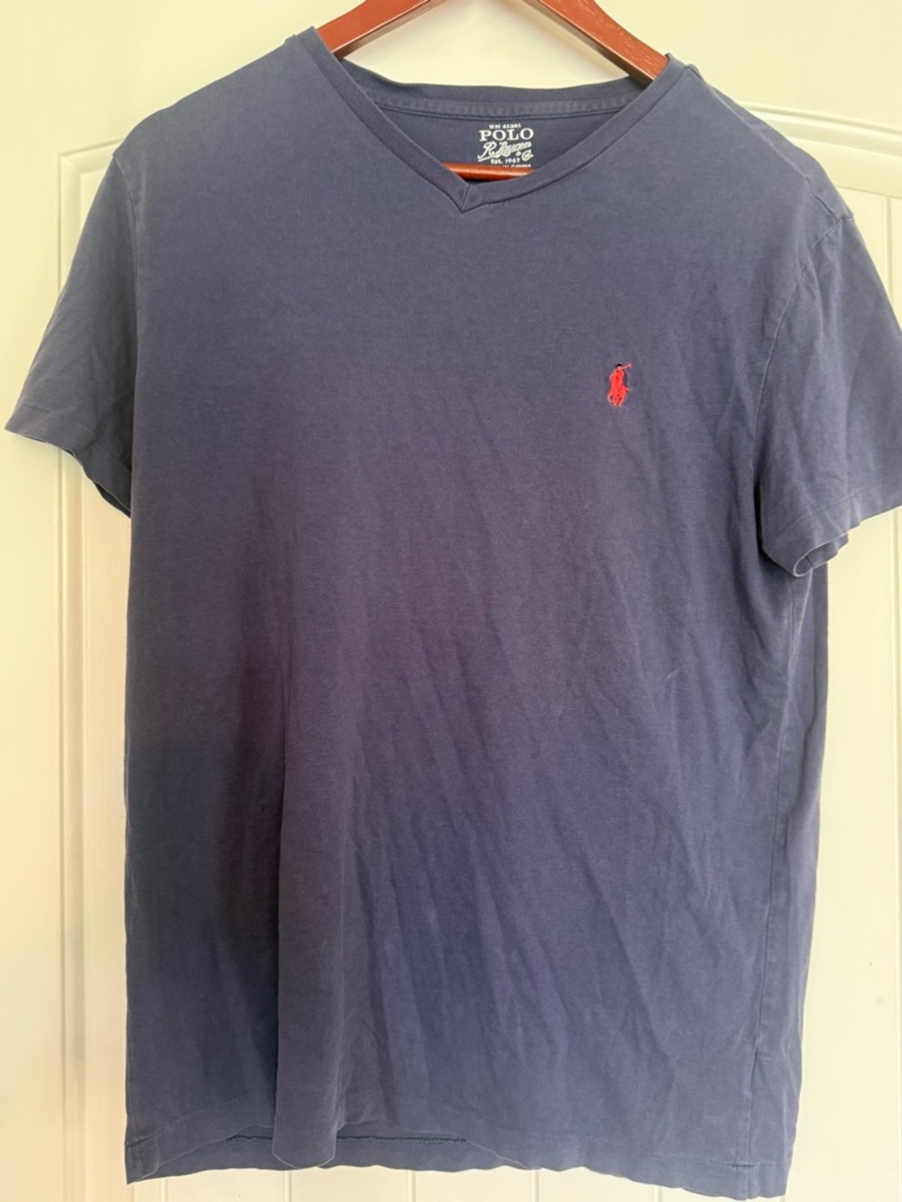 Polo by Ralph Lauren Navy V-Neck Tee with Red Pony